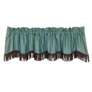 Hiend Accents Cheyenne Leather Fringed Valance - Elevate Your Space With Western Elegance And Sophisticated Style Turquoise 100% Polyester Ws4001vl-os-tq