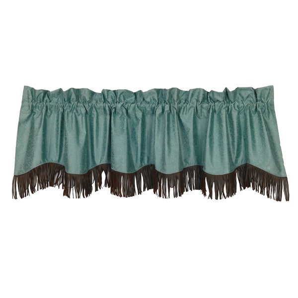 Hiend Accents Cheyenne Leather Fringed Valance - Elevate Your Space With Western Elegance And Sophisticated Style Turquoise 100% Polyester Ws4001vl-os-tq