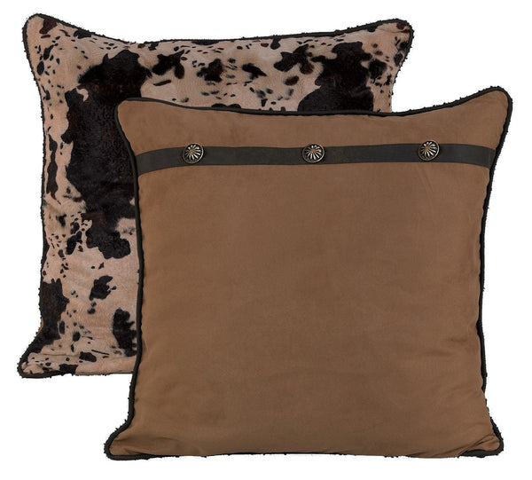 Hiend Accents Caldwell Reversible Euro Sham - Luxurious Faux Suede & Cowhide Velvet For Elegant Western Decor Brown,Tan 100% Polyester Ws4002es