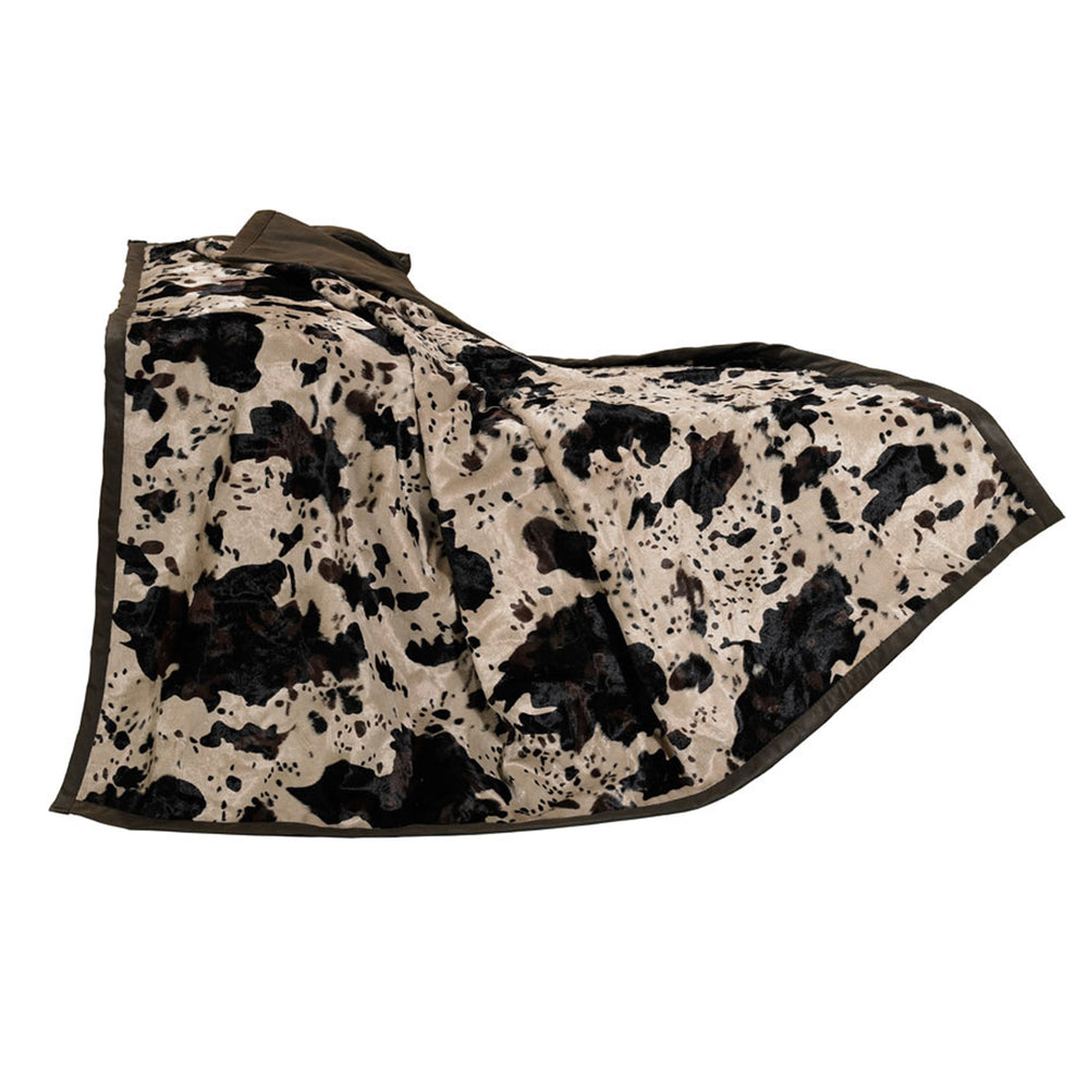 Hiend Accents Caldwell Cowhide & Leather Reversible Throw Blanket For Cozy Luxury And Rustic Elegance In Any Space Cream,Brown 100% Polyester Ws4002th