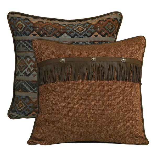 Hiend Accents Del Rio Fringed Reversible Euro Sham - Elevate Your Decor With Western Charm And Sophisticated Design Brown 100% Polyester Ws4006es