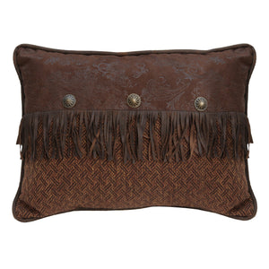 Hiend Accents Del Rio Pillow - Rustic Chic Faux Leather And Woven Textile With Stylish Concho-studded Fringe Brown 100% Polyester Ws4006p3