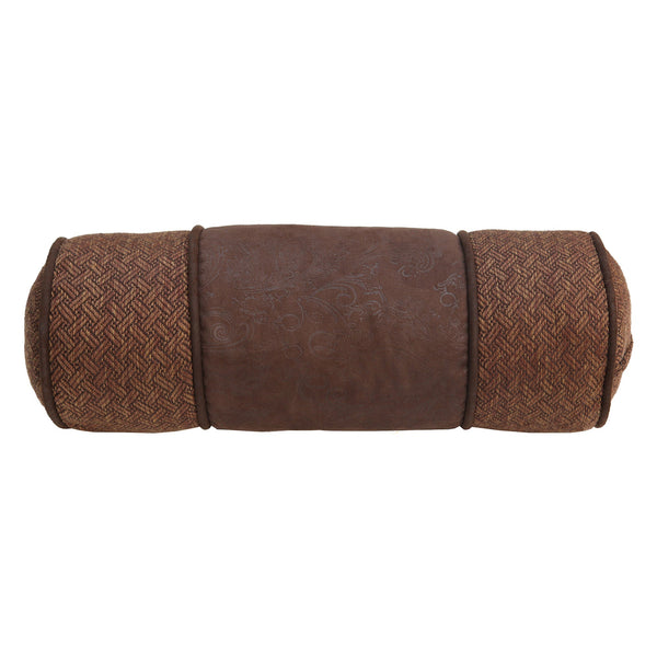 Hiend Accents Del Rio Chocolate Leather Neckroll Pillow - Rustic Elegance For Southwestern Home Decor And Style Brown 100% Polyester Ws4006p7