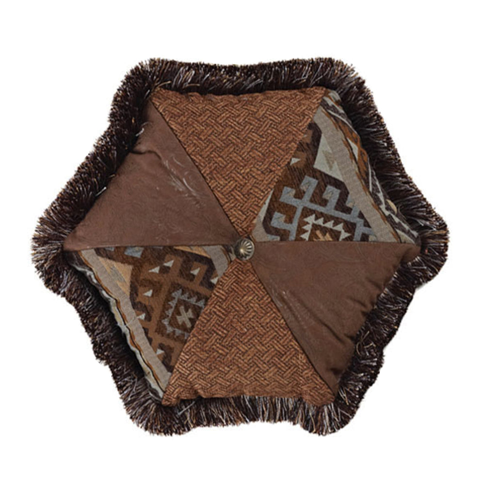 Hiend Accents Rio Grande Hexagon Pillow - Elevate Southwestern Decor With Stunning Concho & Vibrant Patterns Brown Shell, 100% Polyester. Filling, 100% Polyester Ws4007p1