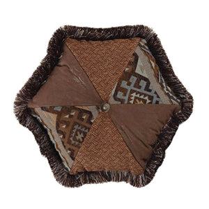 Hiend Accents Rio Grande Hexagon Pillow - Elevate Southwestern Decor With Stunning Concho & Vibrant Patterns Brown Shell, 100% Polyester. Filling, 100% Polyester Ws4007p1