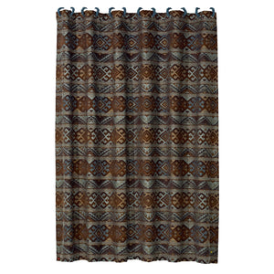 Hiend Accents Rio Grande Shower Curtain - Transform Your Bathroom With Stunning Southwestern Aztec Designs Today! Brown,Blue 100% Polyester Ws4007sc