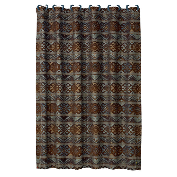 Hiend Accents Rio Grande Shower Curtain - Transform Your Bathroom With Stunning Southwestern Aztec Designs Today! Brown,Blue 100% Polyester Ws4007sc