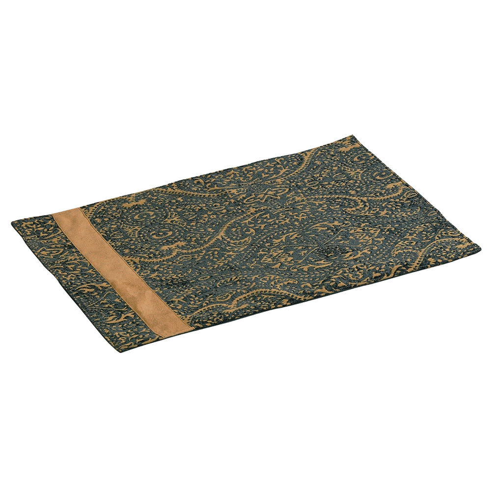 Hiend Accents Bella Vista Placemat Set - Luxurious Teal And Gold Chenille Elegance For Every Dining Occasion Blue,Tan 100% Polyester Ws4008pm