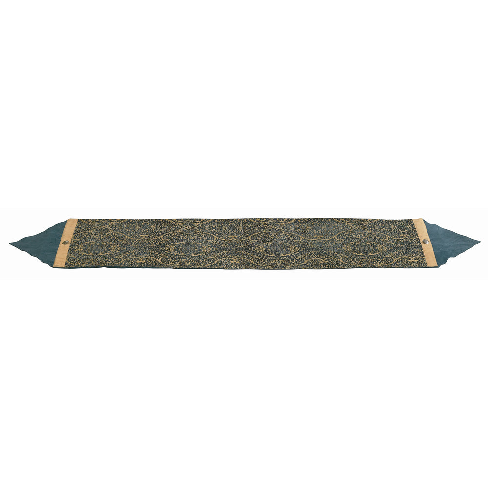 Hiend Accents Bella Vista Runner - Luxurious Teal And Gold Paisley Chenille Table Decor For Elegant Dining Settings Blue,Tan 100% Polyester Ws4008r