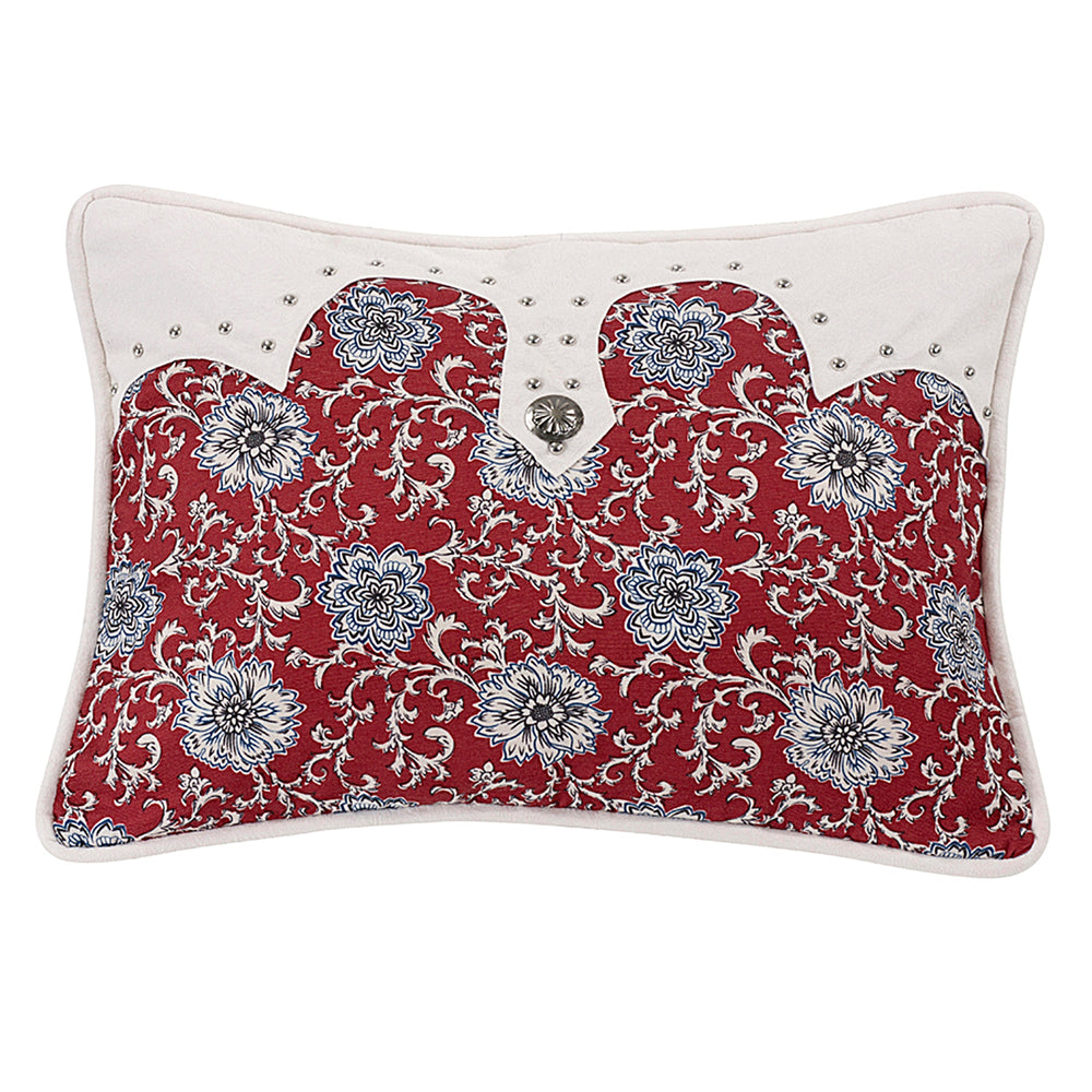 Hiend Accents Oblong Floral Concho Pillow - Elegant Southwestern Decor With Stunning Medallion And Durable Design White,Red Shell, 100% Polyester. Filling, 100% Polyster Ws4011p5