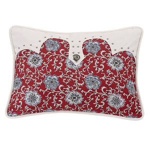 Hiend Accents Oblong Floral Concho Pillow - Elegant Southwestern Decor With Stunning Medallion And Durable Design White,Red Shell, 100% Polyester. Filling, 100% Polyster Ws4011p5