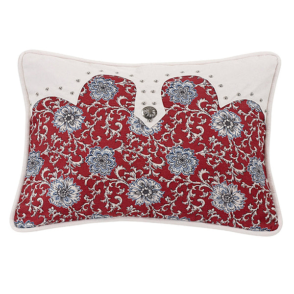 Hiend Accents Oblong Floral Concho Pillow - Elegant Southwestern Decor With Stunning Medallion And Durable Design White,Red Shell, 100% Polyester. Filling, 100% Polyster Ws4011p5