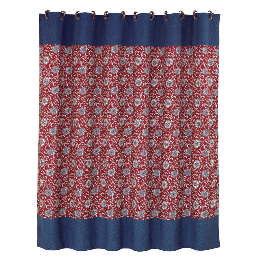 Hiend Accents Floral Shower Curtain - Elegant Medallion Design With Intricate Scrollwork For A Stylish Bathroom Oasis Blue,Red 100% Polyester Ws4011sc