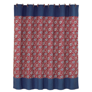Hiend Accents Floral Shower Curtain - Elegant Medallion Design With Intricate Scrollwork For A Stylish Bathroom Oasis Blue,Red 100% Polyester Ws4011sc