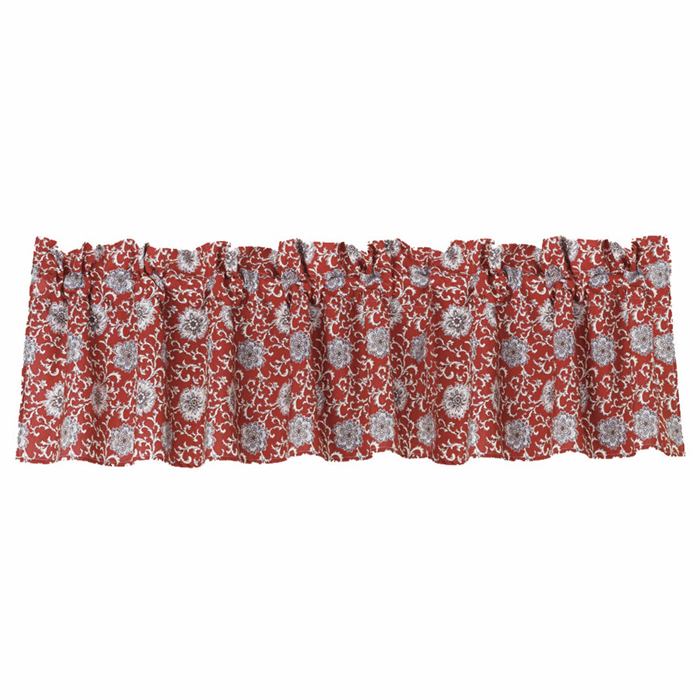 Hiend Accents Floral Valance - Elevate Your Home Decor With Exquisite Floral Medallion Design And Chic Style Red 100% Polyester Ws4011vl