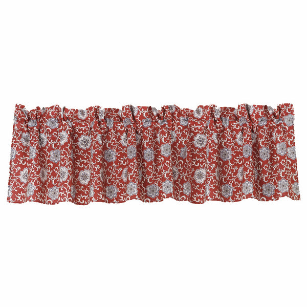 Hiend Accents Floral Valance - Elevate Your Home Decor With Exquisite Floral Medallion Design And Chic Style Red 100% Polyester Ws4011vl