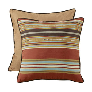 Hiend Accents Calhoun Striped Reversible Euro Sham – Stylish Southwestern Design With Luxurious Faux Suede Finish Red,Brown 100% Polyester Ws4060e1
