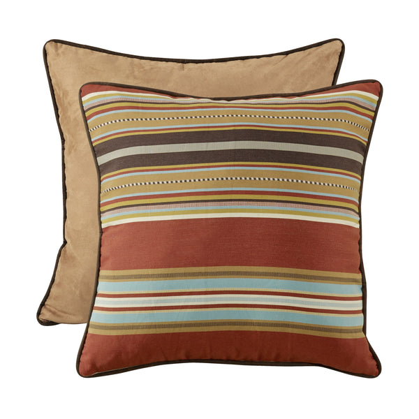Hiend Accents Calhoun Striped Reversible Euro Sham – Stylish Southwestern Design With Luxurious Faux Suede Finish Red,Brown 100% Polyester Ws4060e1
