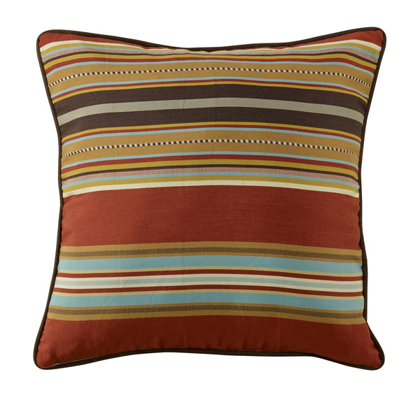 Hiend Accents Calhoun Striped Reversible Euro Sham – Stylish Southwestern Design With Luxurious Faux Suede Finish Red,Brown 100% Polyester Ws4060e1