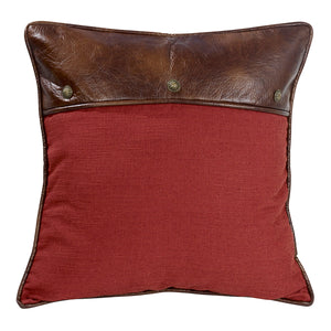 Hiend Accents Ruidoso Euro Sham - Luxurious Faux Leather And Brass Conchos For Stylish Southwestern Decor Red,Brown 100% Polyester Ws4066es