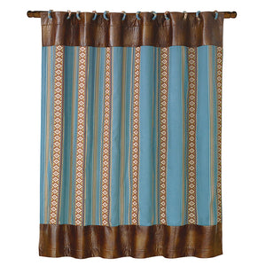 Hiend Accents Ruidoso Aztec Stripe Shower Curtain - Transform Your Bathroom With Southwestern Charm And Style Blue,Brown 100% Polyester Construction Ws4066sc