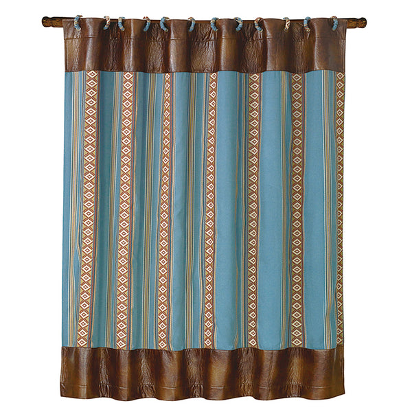 Hiend Accents Ruidoso Aztec Stripe Shower Curtain - Transform Your Bathroom With Southwestern Charm And Style Blue,Brown 100% Polyester Construction Ws4066sc