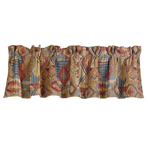 Hiend Accents Ruidoso Patchwork Valance - Vibrant Southwestern Decor With Striking Aztec Patterns For Your Home Tan,Red,Blue 100% Polyester Ws4066v1