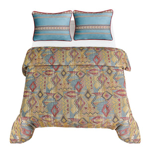Hiend Accents Ruidoso Comforter Set - Vibrant Southwestern Design With Aztec Patterns For Cozy Bedroom Decor Gold,Red,Blue Comforter Face, 100 % Polyester. Back, 100% Cotton,Bedskirt , 100% Polyester,Standard Shams, 100% Polyester Ws4066-tw-oc