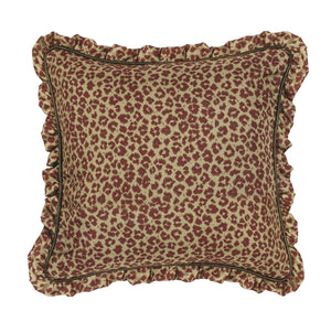 Hiend Accents Austin Leopard Euro Sham - Luxurious Reversible Design With Faux Leather Finish For Stylish Decor Tan,Red 100% Polyester Ws4068e2