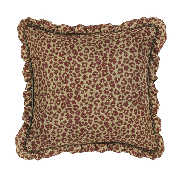Hiend Accents Austin Leopard Euro Sham - Luxurious Reversible Design With Faux Leather Finish For Stylish Decor Tan,Red 100% Polyester Ws4068e2