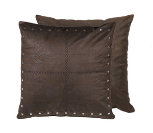 Hiend Accents Tucson Euro Sham - Rustic Elegance With Luxurious Textures, Floral Design & Silver Stud Accents Brown 100% Polyester Ws4078es