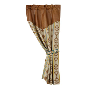 Hiend Accents Alamosa Tan Faux Leather Curtain - Southwestern Charm With Brass Studs & Elegant Tie Back Decor Multi 100% Polyester Ws4082c