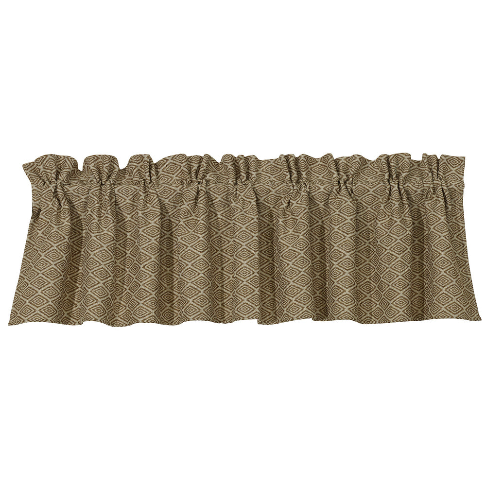 Hiend Accents Alamosa Southwestern Valance - Luxurious Faux Ostrich Leather & Turquoise Chenille Elegance Tan And Taupe 55% Cotton,45% Polyester Ws4082vl