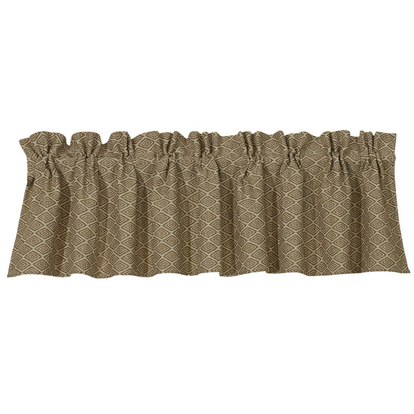 Hiend Accents Alamosa Southwestern Valance - Luxurious Faux Ostrich Leather & Turquoise Chenille Elegance Tan And Taupe 55% Cotton,45% Polyester Ws4082vl