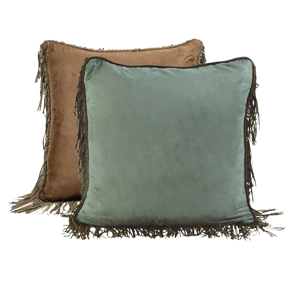 Hiend Accents Las Cruces Ii Euro Sham - Luxurious Faux Suede Accent For Western Themed Bedroom Decor Upgrade Turquoise,Brown 100% Polyester Ws4182es
