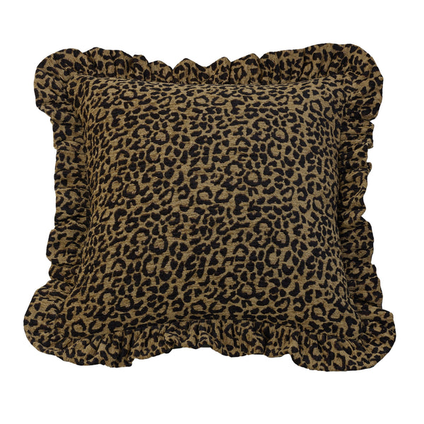 Hiend Accents San Angelo Leopard Print Chenille Throw Pillow - Luxurious Accent For Playful And Chic Décor Tan,Black Shell, 100% Polyester,Fill, 100% Waterfowl Feathers Ws4287p2