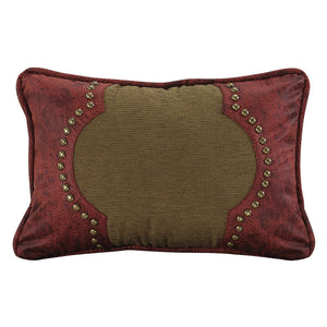 Hiend Accents San Angelo Leather Lumbar Pillow With Studded Accents – Elegant Comfort For Western Home Décor Red,Tan Shell, 100% Polyester,Fill, 100% Polyester Ws4287p6