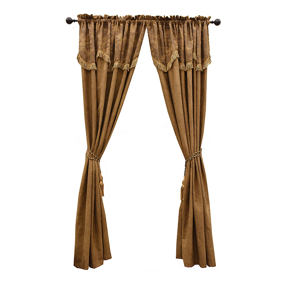 Hiend Accents Large Paisley Curtain Set - Exquisite Rustic Elegance With Twisted Fringe And Golden Tassels Tan 100% Polyester Ws5001c