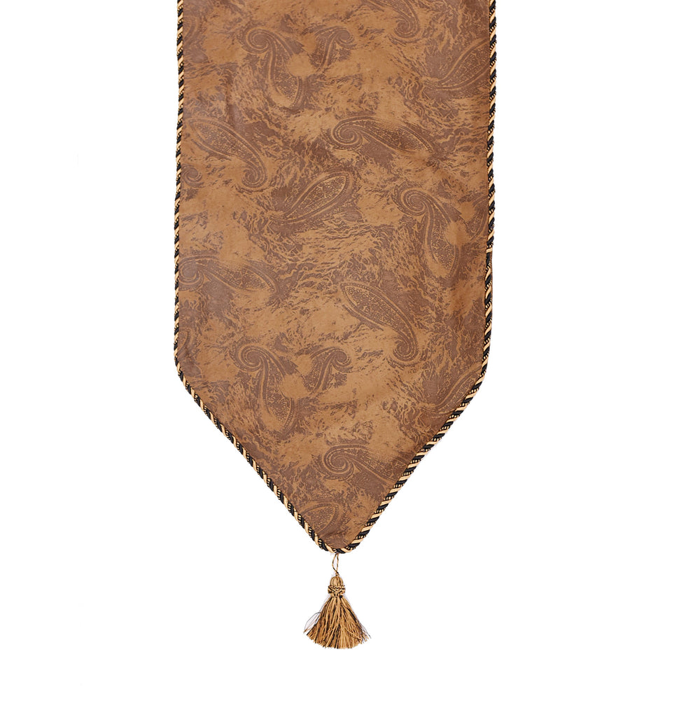 Hiend Accents Large Paisley Table Runner – Rustic Elegance With Faux Suede, Twisted Rope Edges & Tassel Finishes   Ws5001rl