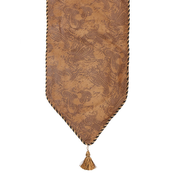 Hiend Accents Large Paisley Table Runner – Rustic Elegance With Faux Suede, Twisted Rope Edges & Tassel Finishes   Ws5001rl