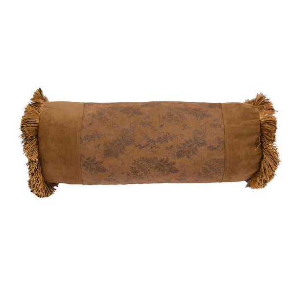Hiend Accents Small Paisley Neckroll - Elegant Copper Tooled Faux Suede Decor Accent For Western Charm And Comfort   Ws5002p7