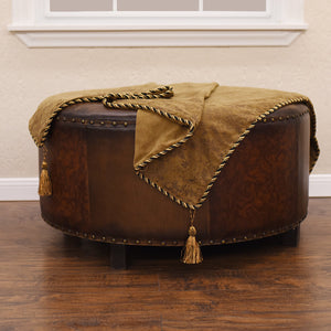 Hiend Accents Small Paisley Throw - Luxurious Faux Suede Blanket With Twisted Rope Edge And Golden Tasseled Corners Tan 100% Polyester Ws5002th