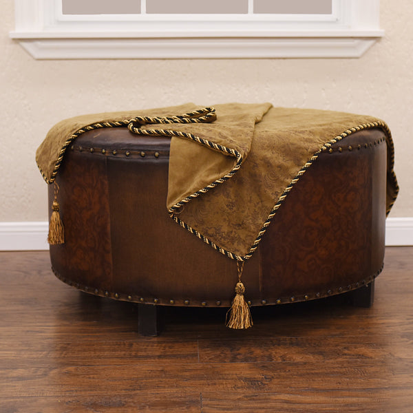 Hiend Accents Small Paisley Throw - Luxurious Faux Suede Blanket With Twisted Rope Edge And Golden Tasseled Corners Tan 100% Polyester Ws5002th