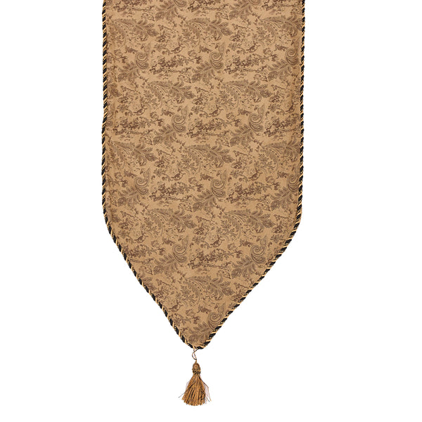 Hiend Accents Small Paisley Table Runner – Rustic Elegance With Faux Suede, Twisted Rope Edges, And Tassels   Ws5003rl