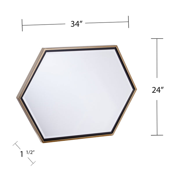 Safavieh Holly & Martin Whexis Hexagon Beveled Wall Mirror With Golden Iron Frame For Modern Interiors WS5468