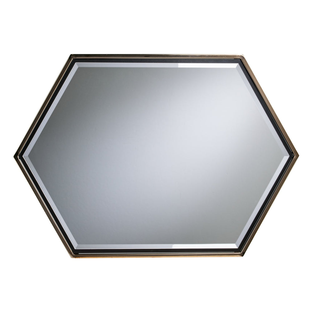 Safavieh Holly & Martin Whexis Hexagon Beveled Wall Mirror With Golden Iron Frame For Modern Interiors WS5468