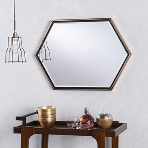 Safavieh Holly & Martin Whexis Hexagon Beveled Wall Mirror With Golden Iron Frame For Modern Interiors WS5468