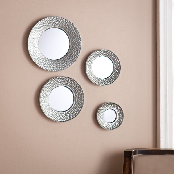 Safavieh Callari Hammered Iron Sphere Wall Mirrors Artisan 4 Piece Set For Modern Interiors WS6825