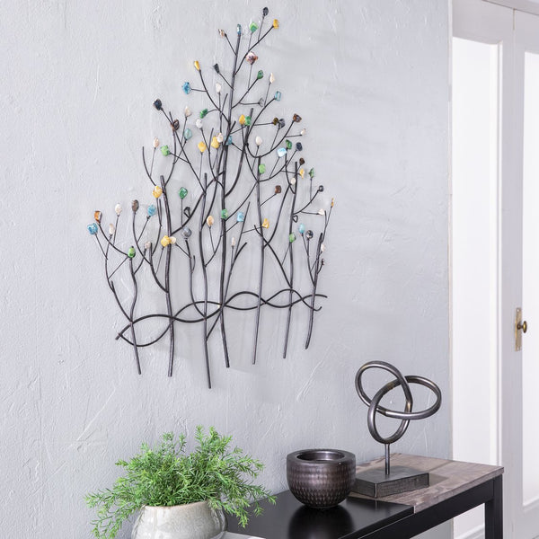 Safavieh Gemlyn Iron Tree Wall Art With Shimmering Capiz Shell Leaves For Eclectic Home Decor WS7029