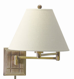 House Of Troy Wall Swing Arm Lamp - Elegant Light Fixture With Ies Diffuser And Stylish Fabric Shade For Soft Glow Antique Brass Metal Ws750-ab